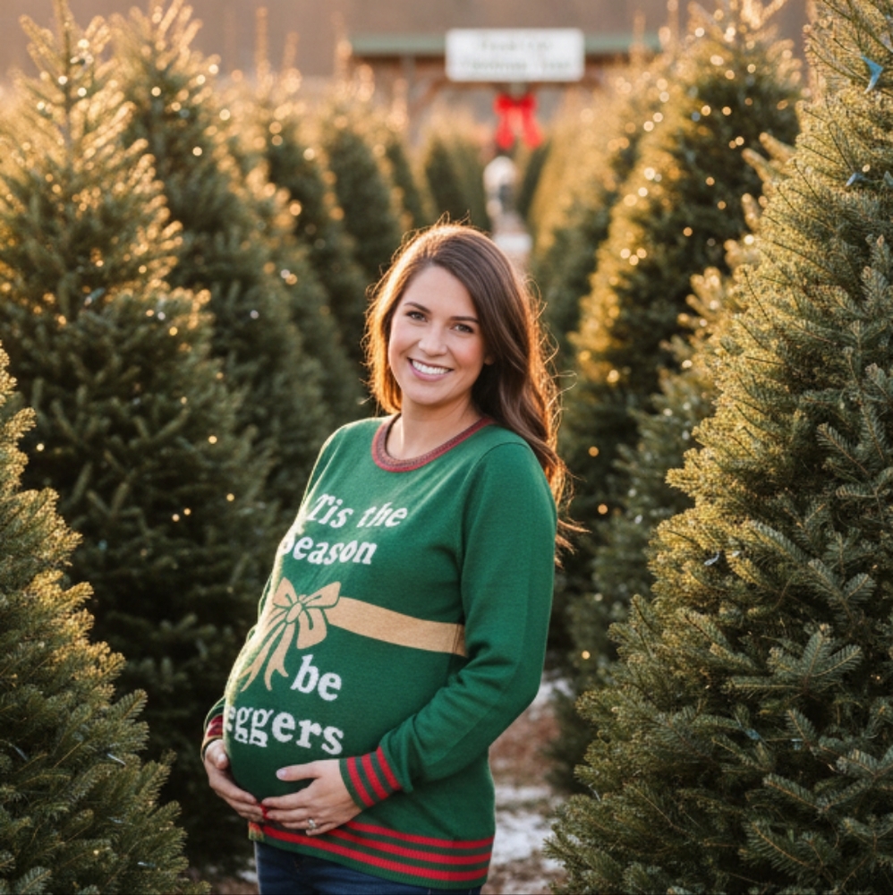 Tipsey‎ Elves Sweater Women's Pregnancy Maternity Large Green Christmas RARE